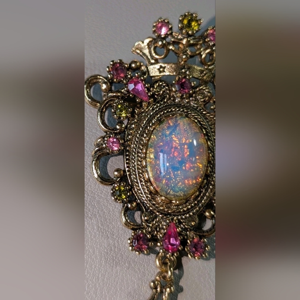 Vintage Sarah Coventry Contessa Brooch Victorian Crown Foil Rhinestones Pin - Picture 8 of 11